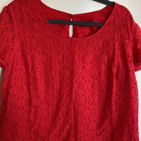 Red/orange- lace overlay Womens blouse size XXL - Picture 3 of 9